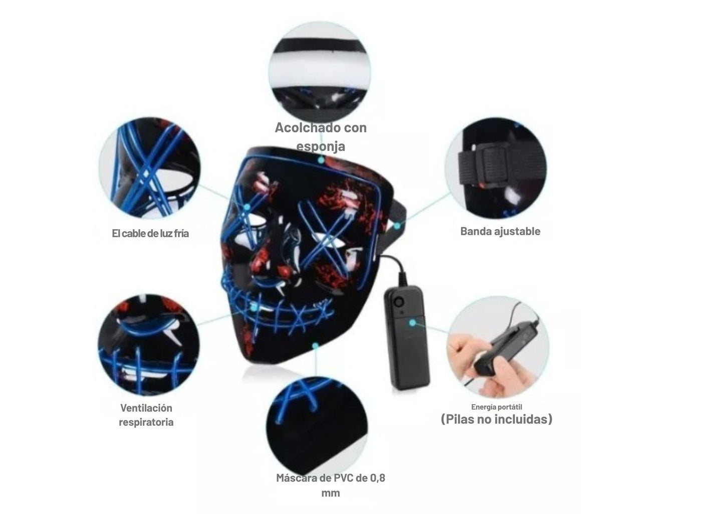 Mascara Luz Led La Purga Halloween