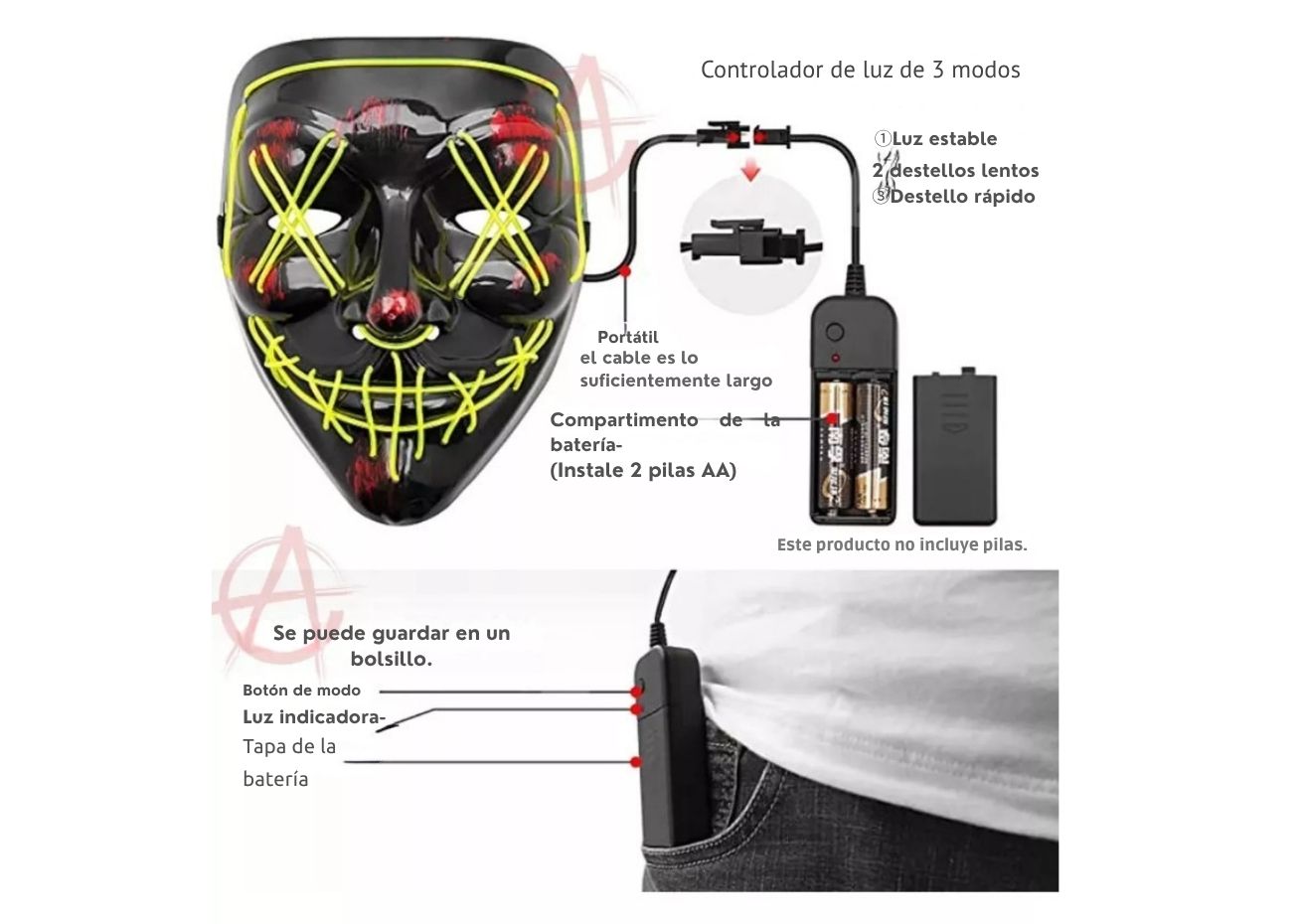 Mascara Luz Led La Purga Halloween